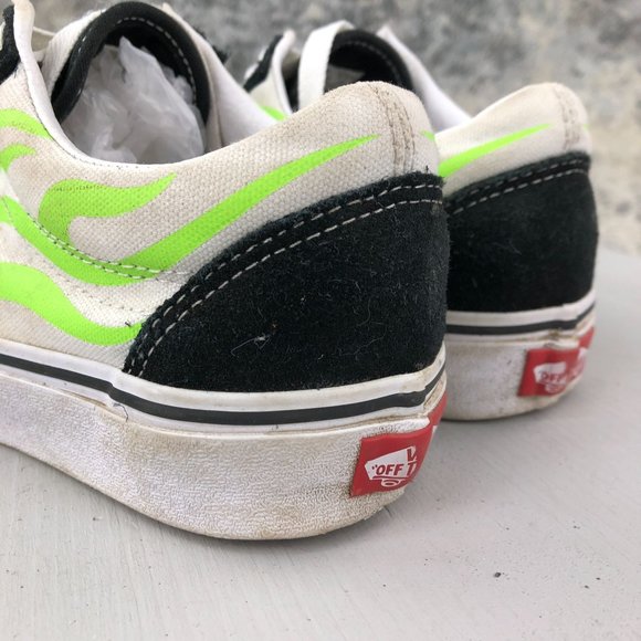 Vans Unisex 7M 8.5W Old Skool Flame Black Green Leather Low Top Lace-Up Sneakers - Picture 5 of 13